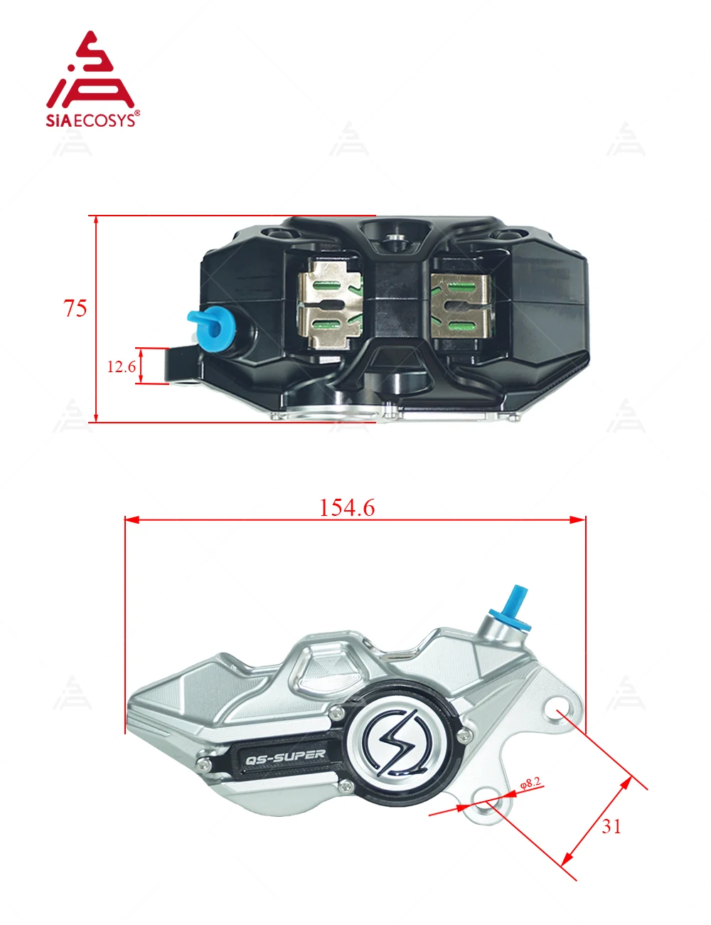 طقم فرامل قرصية QS بأربعة مكاب - مراجعة Forged Front Brake Caliper 4 Piston وسعره