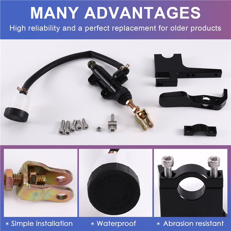 طقم مقبض أسطوانة الفرامل الخلف - مراجعة Motorcycle Thumb Brake System Kit وسعره